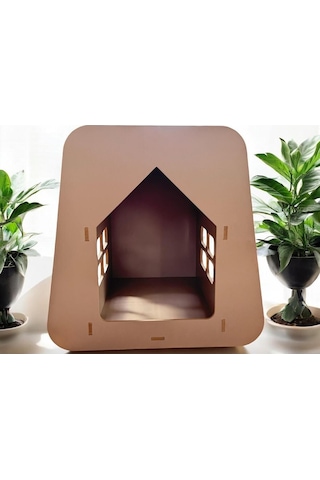 Kedi Köpek Evi Caramel 30 50 Yıkanabilir Kumaş Minder Ve Yatak Dahil