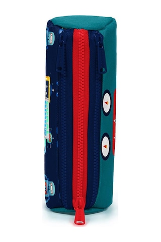 Coral High Kids Lacivert Robot Desenli Üç Bölmeli Kalem Çantası  2