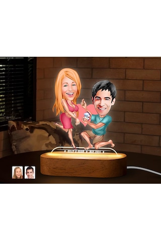 Bk Gift Kişiye Özel Sevgili Karikatürlü Dekoratif 3d Biblo Led Işıklı Gece Lambası-17, Düğün Hediyesi, Yıl Dönümü Hediyesi Kobitmeyen138292 Bk Gift