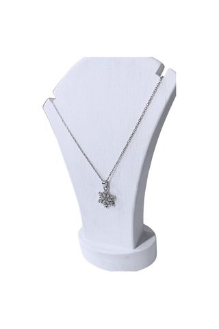 Kadın Çelik Kar Tanesi Model Kolye Gümüş Renk Çelik