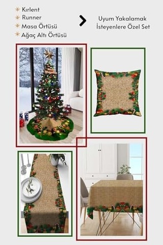 Yeşil Yılbaşı Çam Ağacı Altı Örtüsü 68x68cm Ao05, Yeşil, Tek Ebat Diğer