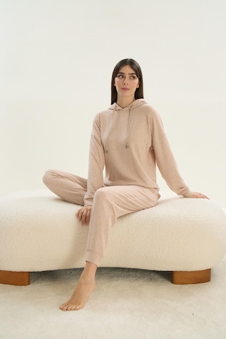 Kadın Uzun Kol Kapüşonlu Bej Eşofman Takım C6t9n9o51 001