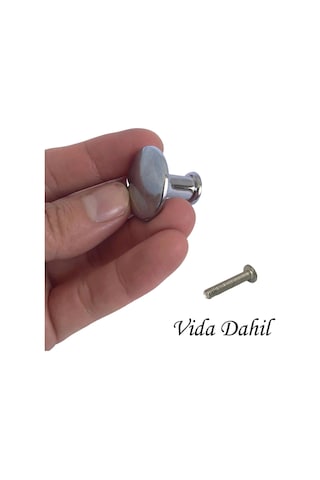 Düz Düğme Krom Kulp Mobilya Çekmece Dolap Kapak Kulbu Metal Kulp Aksesuarları Vidalı 8 Adet