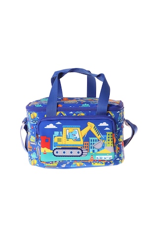 Kaukko Kids İki Bölmeli Thermo Okul Beslenme Çantası - Dinazor Ve İş Makinesi Baskılı Erkek Çocuk - L5370 Mavi - Sarı