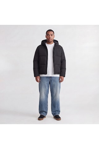 Jack & Jones Büyük Beden Ayarlanabilir Bagcikli Kapüsonlu Puffer Ceket - Galaxy - 12303958 Siyah
