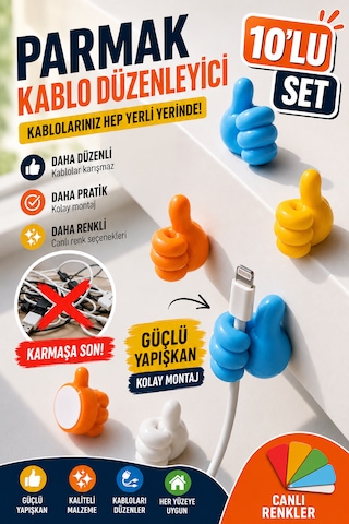 Başparmak Tasarımlı Kablo Düzenleyici