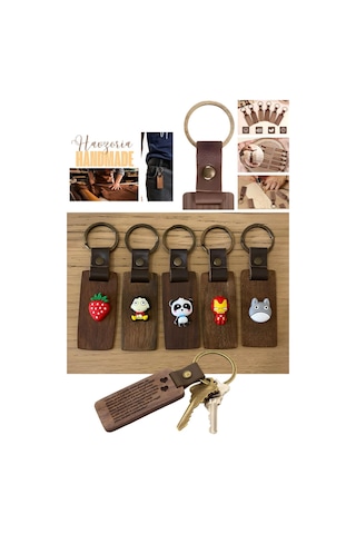 Havzoria Deri Ahşap Anahtarlık 5 Adet