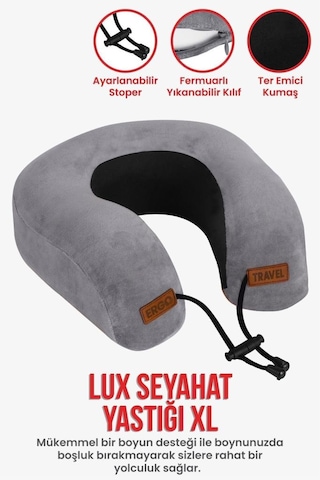 Viscofoam Lux Ortopedik Seyahat Yastığı Visco Boyun Destekli Seyahat Yastığı - Gri| Ergo Travel