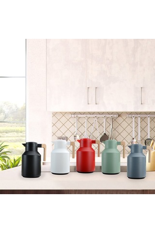 Monyee 1l Evcil Cam Fıçıklı Isı Saklama Potu - Çift Katlı Vakumlu, Isı/sıcaklık Koruyucu, Ahşap Saplı Kahve/su Potu Siyah Siyah