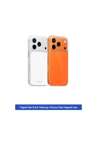 Apple Uyumlu iPhone 17 Pro Max Magsafe Şeffaf Sararma Karşıtı Manyetik Kılıf Crystal Drop Resistant Turuncu