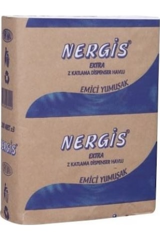 Nergis Extra Z Katlamalı Dispenser Havlu 200'lü 12'li Paket 22 x 23 CM
