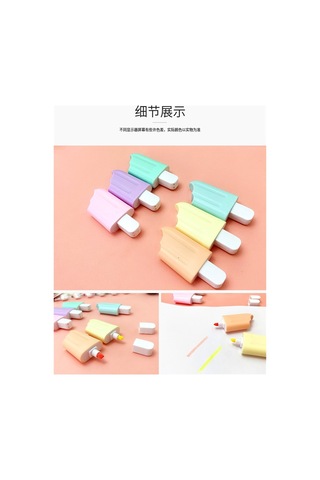 6'lı Dondurma Fosforlu Kalem - Çok Renkli