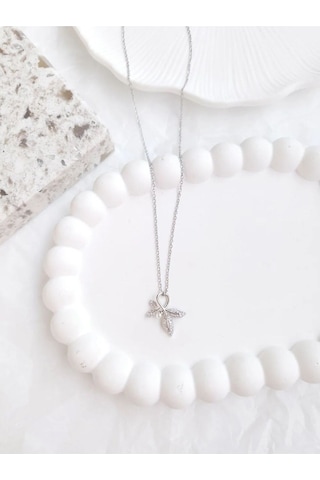 Çelik Gold Incili Yaprak Kadın Kolye Sevgiliye Hediye