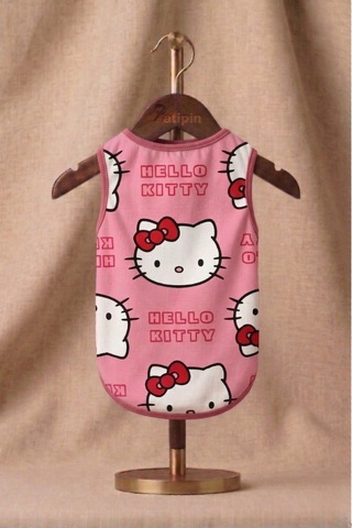 Hello Kitty Baskılı Kedi Köpek Penyesi - Yumuşak Dokulu Pembe Tişört