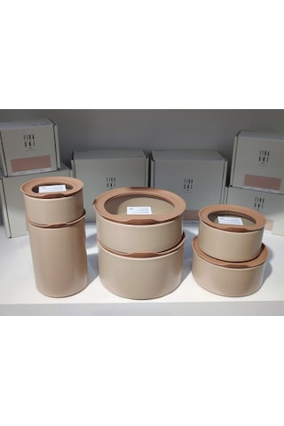 Neoflam Fika One 6'lı Seramik Saklama Kabı Seti Pembe