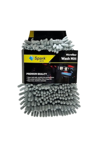 Spark 7050 Mikrofiber Şönil Oto Temizlik Ve Kurulama Eldiveni 16x24 Cm. Gri Diğer
