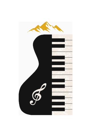 Piano Desenli Lazer Kesim Dijital Baskı Kaymaz Taban Halı H0448 Renkli