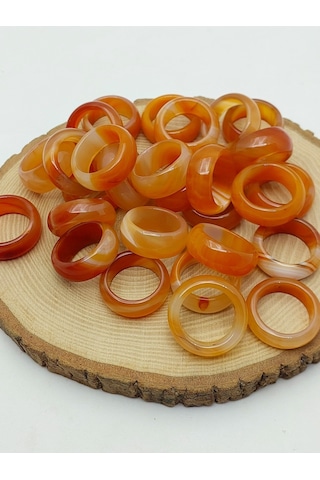 Akik Taşı Kalın Boy Yüzük Bal Kahve Alacalı 11 4mm Kalınlık 59962 Bakır