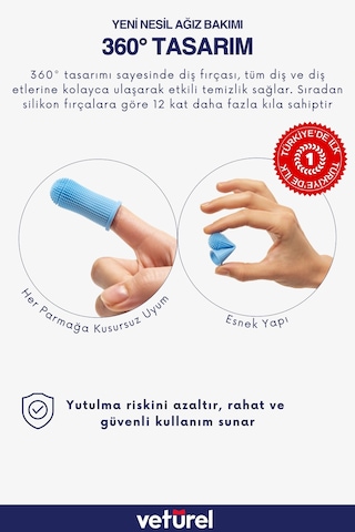 Veturel Köpek Diş Fırçası Köpek Parmak Silikon Fırça Ağız Kokusu Diş Eti Plak Tartar Saklama Kutulu 2li