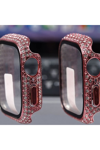 Watch 7 45mm Mbfx Watch Gard 24 Kenarları Taşlı Sert Pc Kasa Ve Ekran Koruyucu - Gümüş