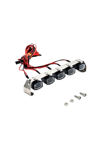 Kosona 1/10 Traxxas Trx-4 Ve Scx10 90046 İçin Siyah+gümüş 5 Led Işık Çubuğu Gerçekçi Gece Sürüşü