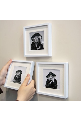 Yapışkanlı Sök-tak Paspartulu Beyaz 14x14 Cm Plastik Pola Kare Fo Beyaz