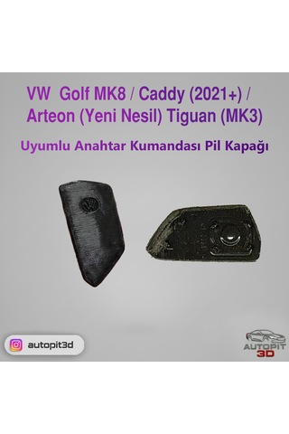 Volkswagen Golf Mk8 / Caddy 2021+ / Arteon Yeni Nesil / Tiguan Mk3 Uyumlu Anahtar Kumandası Pil Kapağı