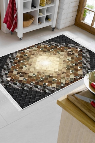 Eko Trend Djt Banyo Paspası Yıkanabilir Kaymaz Taban 759 Patchwork Siyah