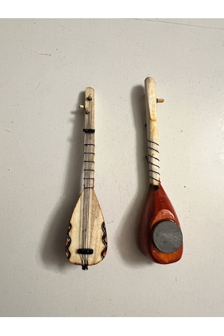 2 Adet Birden 10 Cm Magnetli Minyatür Saz Bağlama Buz Dolabı Süsü