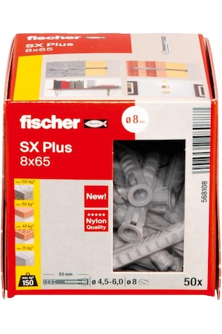 Fischer Sx Plus 8x65 Mm Plastik Genişlemeli Dübel - 50 Adet