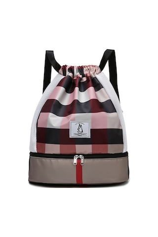 Lebeigo Hafif Oxford Ekose Sırt Çantası Kahverengi