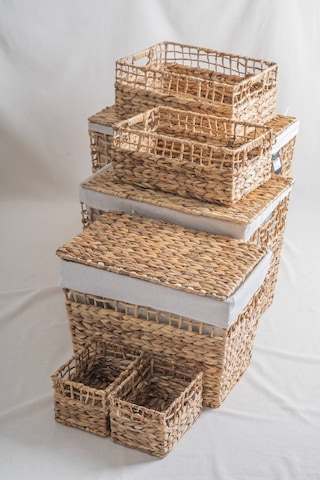 Soléa Hasır 7 Parça Sepet Seti Krem