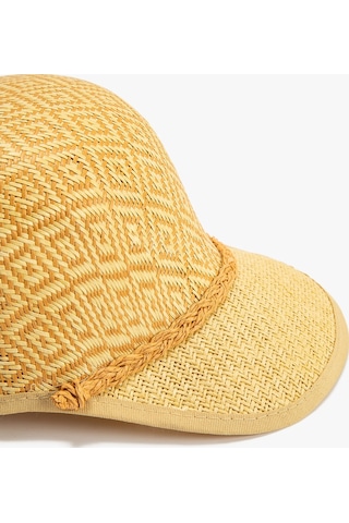 Koton Hasır Şapka Cap Geometrik Desenli Örgü Detaylı Bej 3sak40105aa 3SAK40105AA057 Ekru