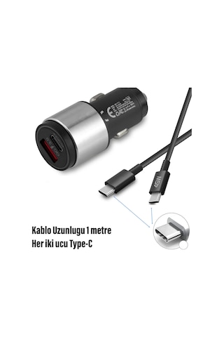Diğer - 45w Hızlı Araç Şarj Aleti Type C Samsung İphone Telefonlar İçin 45w Hızlı Araba Şarjı Cihazı Ve Kablo