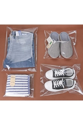 Şeffaf Yapışkanlı Çeyiz Poşeti Jelatin Poşet Bantlı Jelatin 35x50 Cm 10 Adet