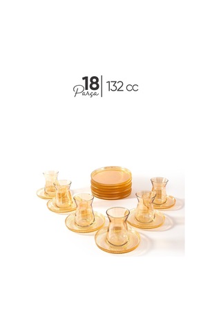 Mest Irem 18 Parça 6 Kişilik Lüsterli Pasta Tabaklı Çay Bardağı Seti 132 Cc - Modern Ve Zarif Lüsterli Diğer