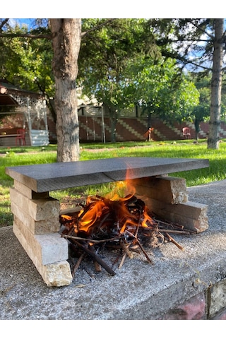 Mangal Taşı 35x40cm - Doğal Bazalt Taşı Mangal, Barbekü, Pişirme