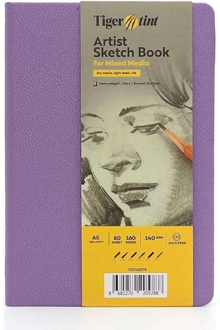 Tigertint Sert Kapak Eskiz Defteri 140 G A5 80 Yaprak Lila 100140519