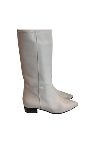 Tufan Shoes Gri Hakiki Deri Kısa Boy Çizme Gri