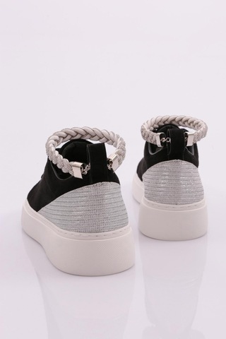 Dgn Es851 Kadin Kalin Taban Halhal Detayli Silver Taşli Sneakers Ayakkabi Siyah