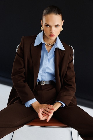 Mizalle Oversize Kahverengi Kruvaze Blazer Ceket Kahverengi
