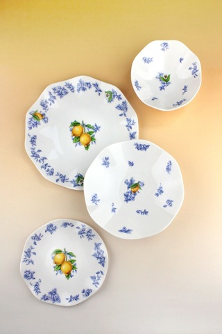 Lemon & Blue Blanc New Bone 2 Kişilik 8 Parça Yemek Takımı Mavi