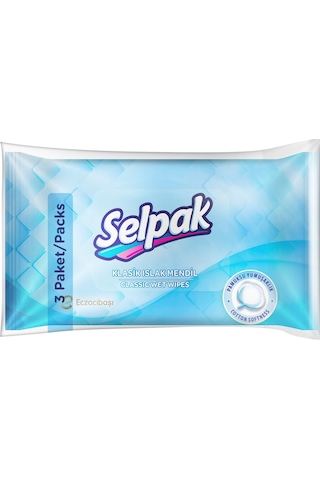 Selpak Klasik Islak Cep Mendili 3'Lü Paket 30'Lu