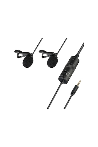 Çift Çok Yönlü Yaka Mikrofonu Yaka Clip-kondenser Mikrofon,siyah