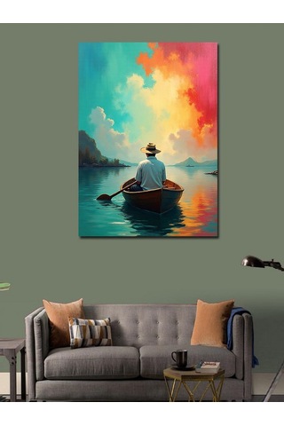 Kanvas Tablo Göl Üzerinde Yalnız Adam 70cmx100cm