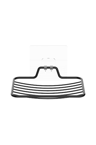 Konesam Demir Sabun Tutucu - İz Olmayan Yapıştırıcı İle Montaj, Su Akış Delikleri, Banyo Ve Mutfak Uygun Siyah