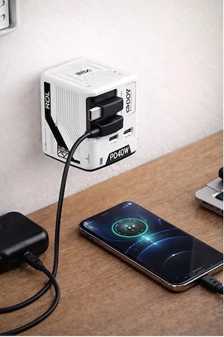 Gan+ Pd 40w Hızlı Şarj Adaptörü Çoklu Çıkış Usb-c Lightning Kablolu Hızlı Şarj Cihazı Ev Ofis Uyumlu Belirtilmemiş