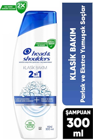 Head And Shoulders Klasik Bakım 2si1 Arada Şampuan 300 Ml Tüm Saç Tipleri