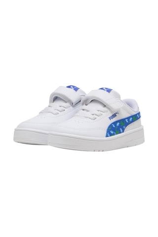Puma Court Classic Clean Ac+ınf 405642 01 Erkek Çocuk Sneaker Ayakkabı Beyaz Mavi 22-27 Beyaz - Mavi
