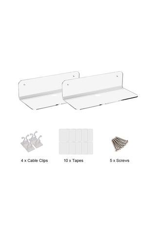 Neevoyu Transparent Pmma Duvar Rafı Seti - Hoparlör, Akıllı Hoparlör, Telefon İçin - Kablolu Ve Kablosuz Kurulum Seçenekleri
